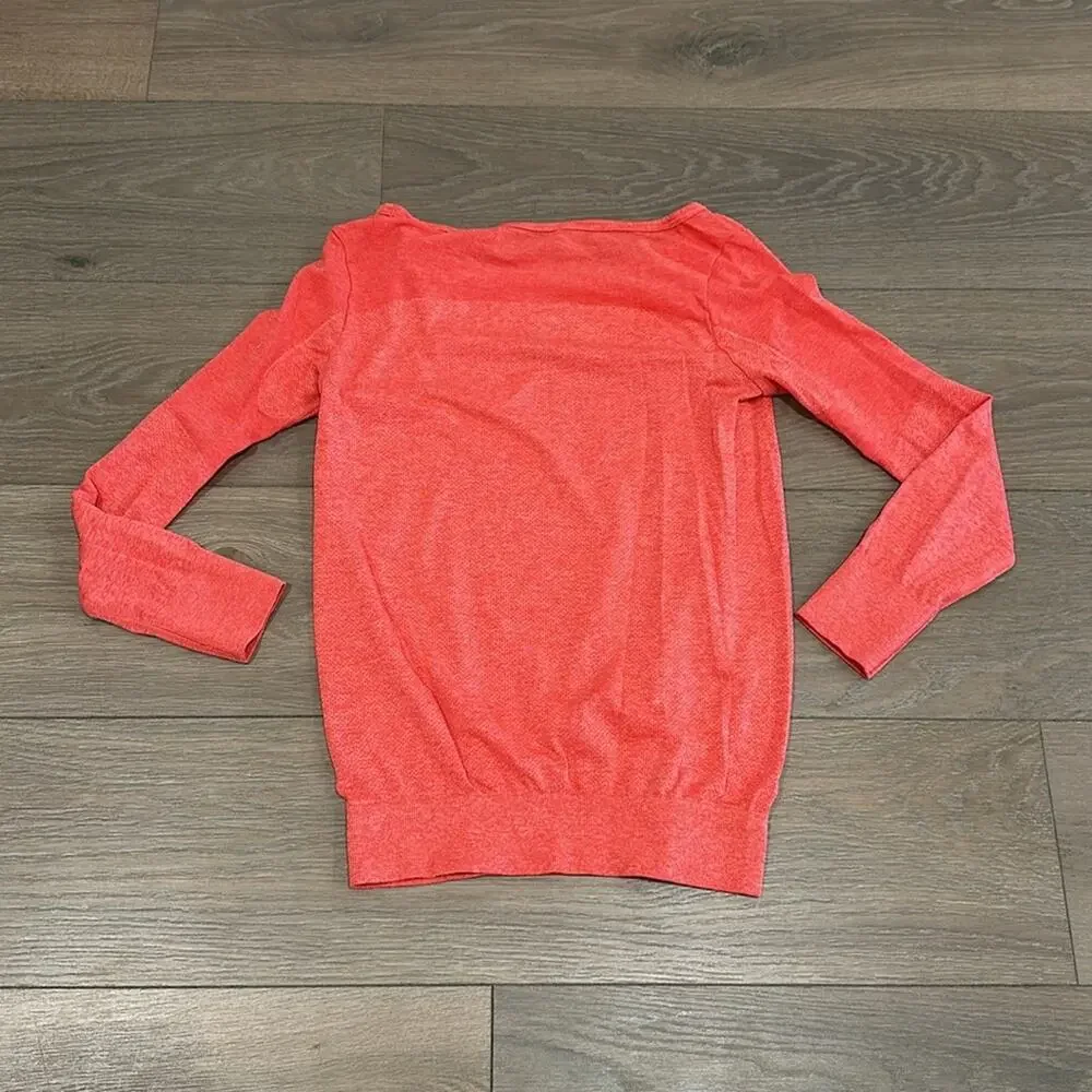 NIKE‎ Coral Red Dri-Fit Seamless Wide Neck Long Sleeve Active Training Top Sz XS